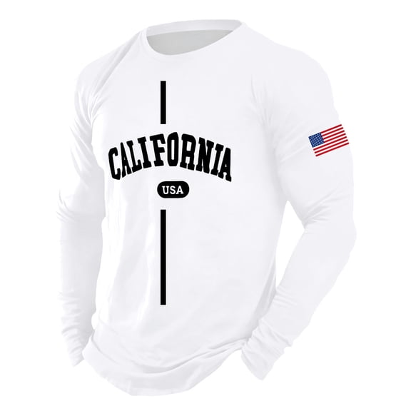 Mens T Shirts Letter Print Long Sleeve Crew Neck Casual Funny Graphic Men Shirts