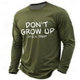 thumbnail image 1 of Mens T Shirts Letter Printing Casual Loose Long Sleeve Tees Trendy Crew Neck Fall Basic Mens Shirts Green L, 1 of 2