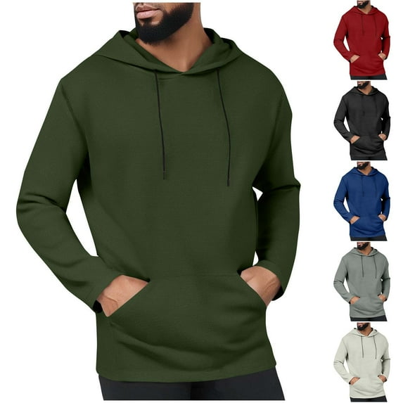 Mens T-Shirts Long Sleeve Hoodie Solid Color Shirt with Pockets Men's Casual Loose Leisure Outdoor Sport Tops