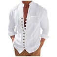 thumbnail image 1 of Mens T Shirts Long Sleeve Solid Button Down Mens Sprimg Clothing,White,XL, 1 of 5