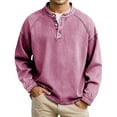 thumbnail image 1 of Mens T-Shirts Long Sleeve Solid Denim Pintuck Washed Crewneck Top Pullover Jeans Tees for Men, 1 of 4