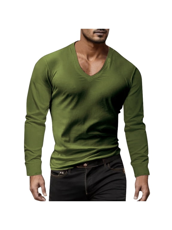 Mens V Neck Cotton Linen Henley Shirts Long Sleeve Banded Collar T ...