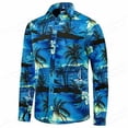 thumbnail image 1 of Mens T-Shirts Long Sleeved Floral Printed Button Lapel Beach Shirt Men's Summer Beach Blouses, 1 of 2