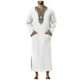 Mens TShirts Loose Long Sleeve Arab Robe Print V Neck Design