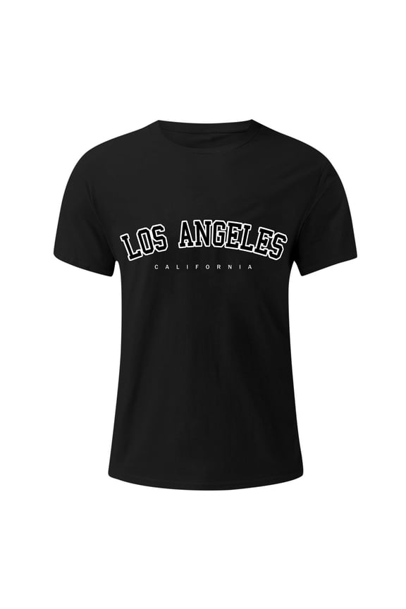 Mens T-Shirts Loose Los Angeles Printed Graphic Tees Short Sleeved Crew Neck T-Shirts Fashion Versatile Pullover Tshirt