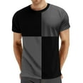 thumbnail image 1 of Mens T-Shirts Men Pure Color O Neck Splicing Short Sleeve Shirt Top T Shirt Yarn Mens Shirts Tall Sizes Big And Tall Tee Shirts Anime T Sports for Men Gray L, 1 of 4