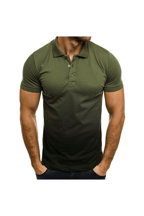 Mens T-Shirts Men's 3D Printed Lapel Half Button Pullover Athleisure Short Sleeve T-Shirt Mens Dress Shirts Mens T Shirts Clearance Mens T Shirt Graphic Army Green,4XL