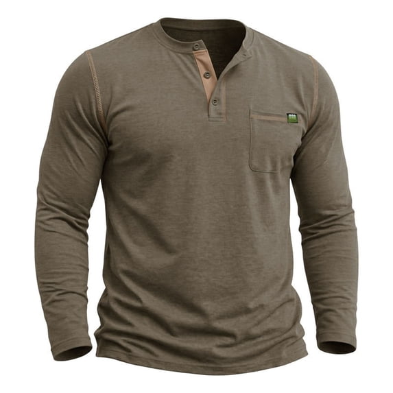 Mens T-Shirts, Men's Henley Shirts Short/Long Sleeve Casual Cotton T-Shirt Classic Button Basic Stylish Tees Tops