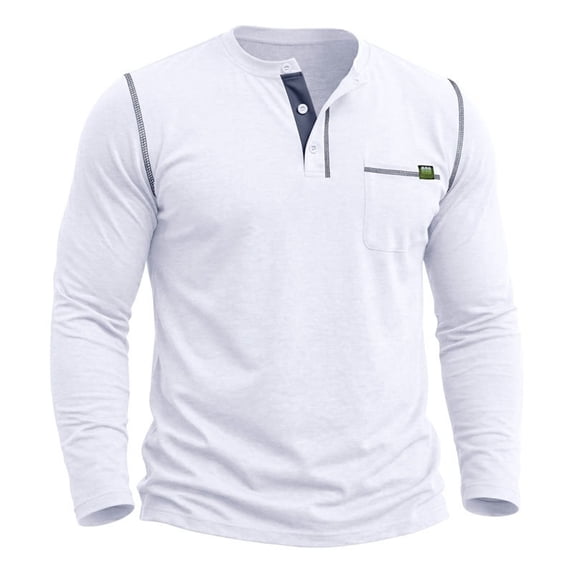Mens T-Shirts, Men's Henley Shirts Short/Long Sleeve Casual Cotton T-Shirt Classic Button Basic Stylish Tees Tops