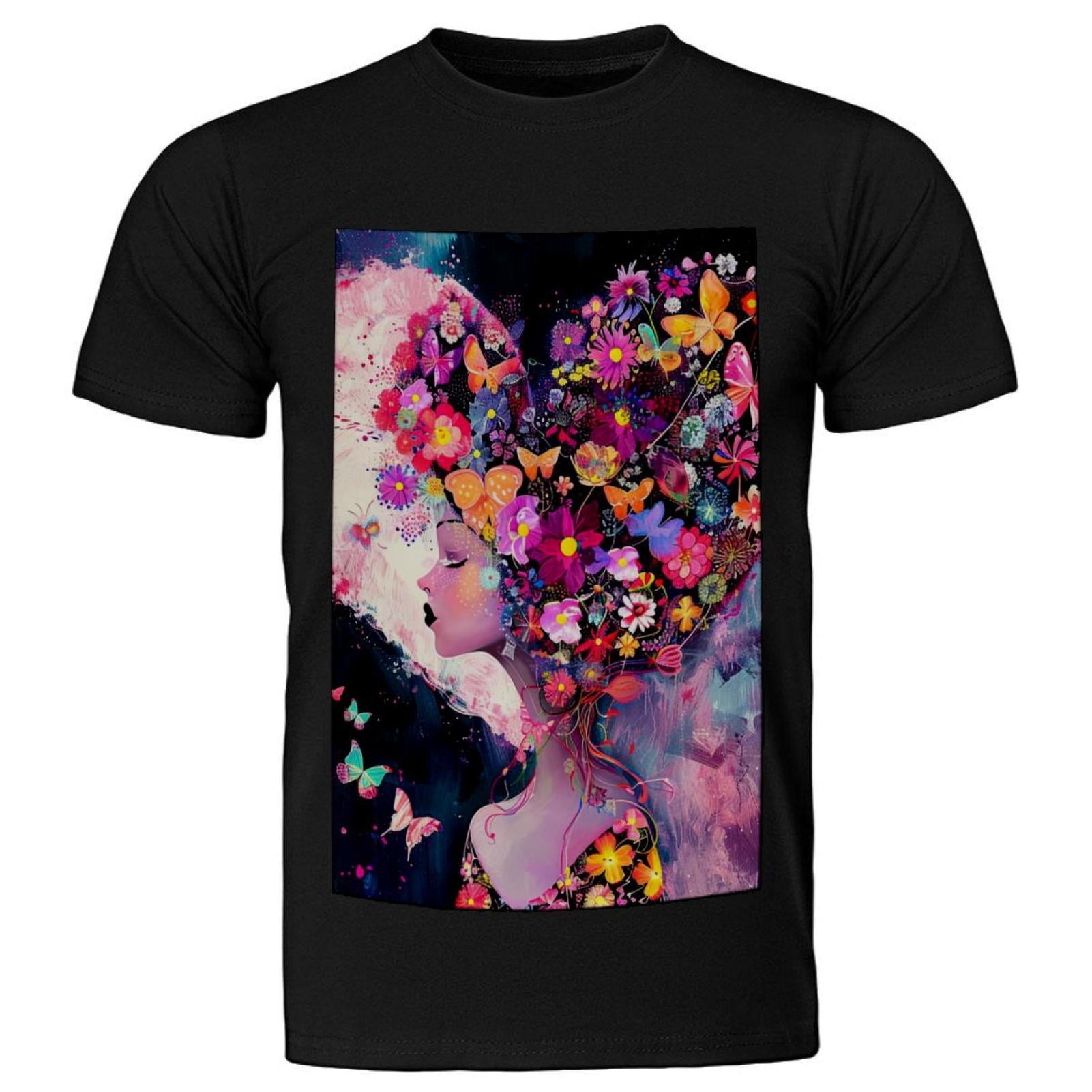 Mens TShirts, Men's Novelty TShirts, Gilr and Flowers Purple Heart