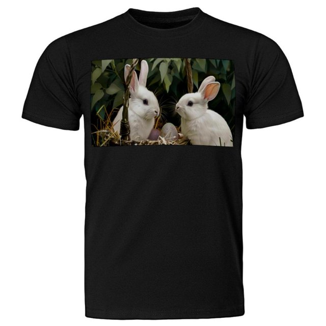 Mens TShirts, Men's Novelty TShirts, Rabbit Eggs Easter Meadow