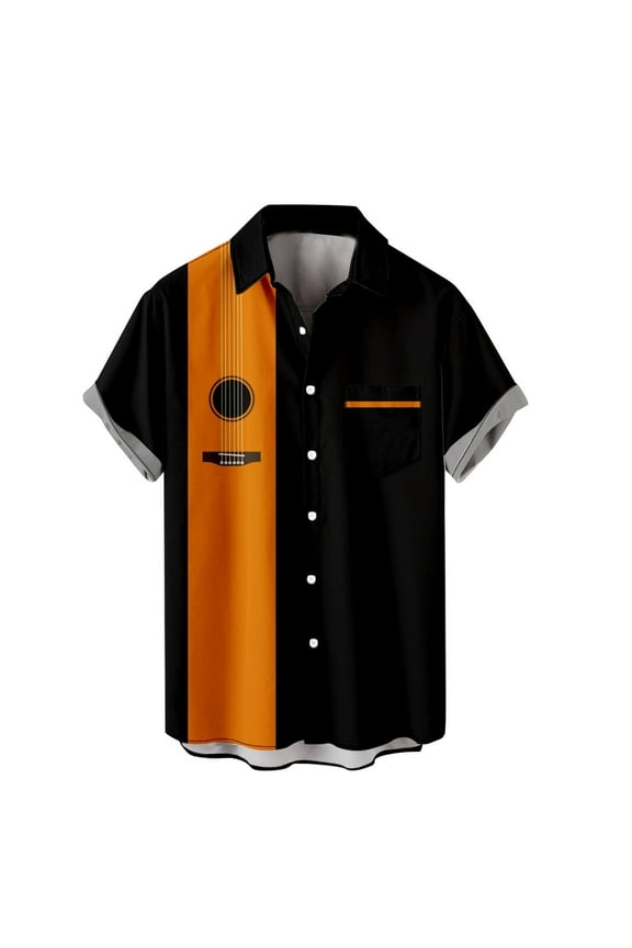 Mens T-Shirts Men's Summer Fashion Hawaiian Style Short Sleeve Casual Shirts Mens Flannel Shirts Mens T Shirt Graphic On Sales Orange,S