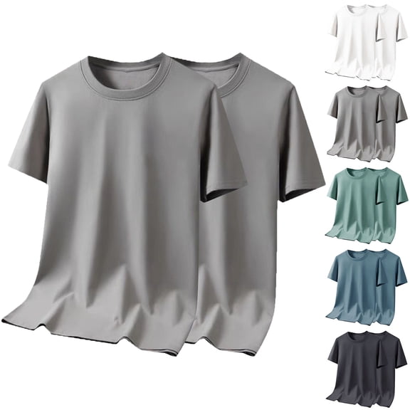 Mens T-Shirts Men's T-Shirts Oversized Men Casual Fashion Solid Large Size Half Sleeved Short Sleeved Round Neck Top Khaki M