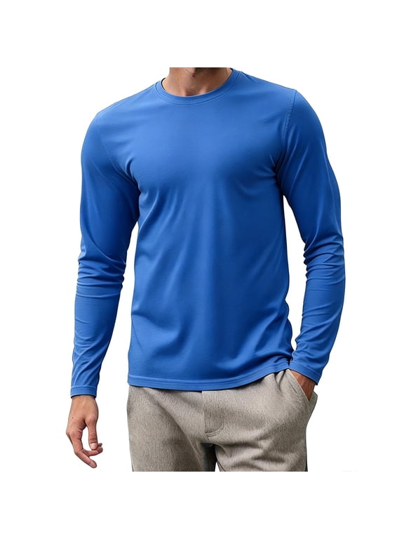 Mens T-Shirts, Men's UPF 50 Sun Protection Long Sleeve Shirt | UPF 50+ Sun Protection, Cooling Touch, Soft Breathable Fabric, Moisture Wicking, Lightweight