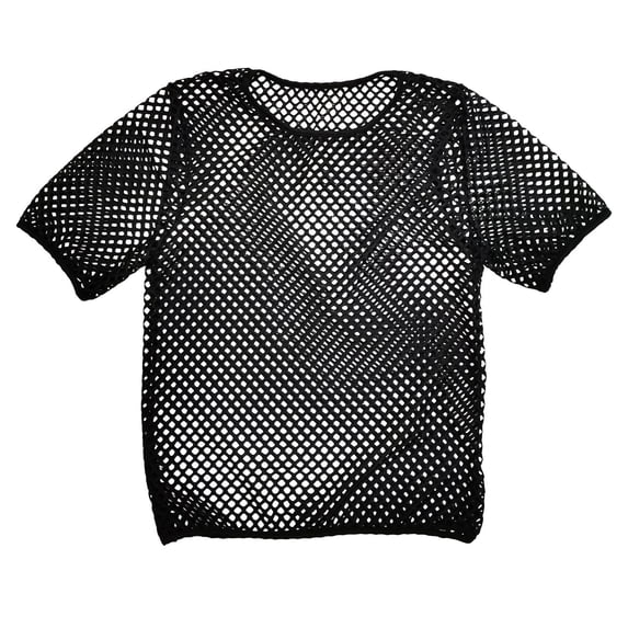 Mens T-Shirts Mesh Fishnet Hollowed Out Transparent Short Sleeve Top Breathable T Shirts Activewear