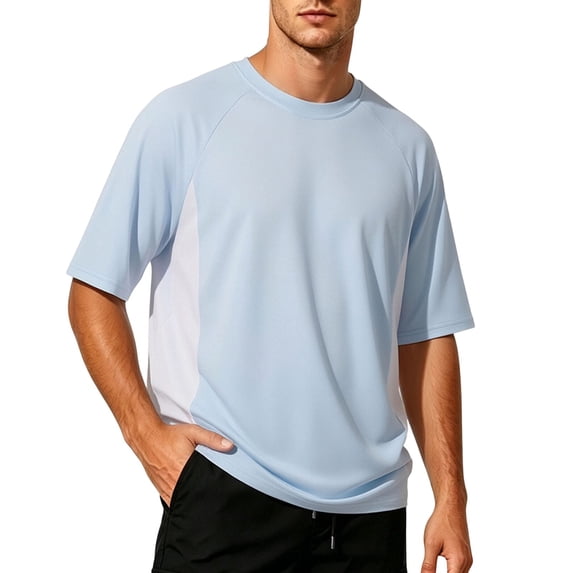 Mens T-Shirts Moisture-Wicking Quick Dry Crew Neck Short Sleeve Athletic Sports Tee Fathers Day Gift M-5XL