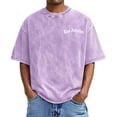 thumbnail image 1 of Mens T Shirts Oversized Print Short Sleeve Soft Casual Retro Graphic Comfortable Fit Tee Light Purple XXL, 1 of 6