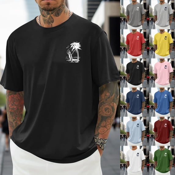 Mens T-Shirts Pack Lightweight Breathable Crewneck Going Out Tees Clothes Quick Dry Active Athletic Men's Summer Shirts