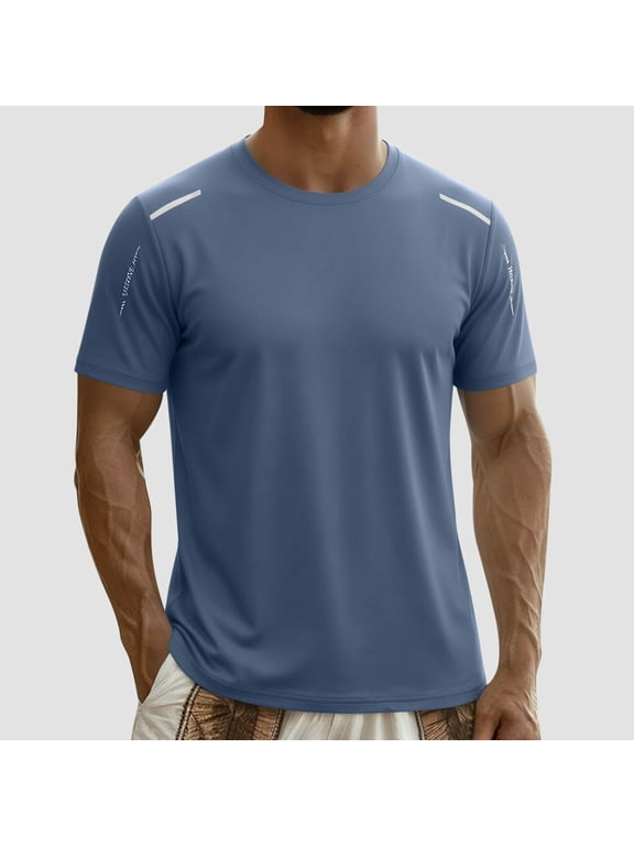 Mens T Shirts Plus Size Crewneck Short Sleeve Casual Thin Tee Breathable Quick Dry Lightweight Summer Gym Workout Shirts,Sizes M-5XL