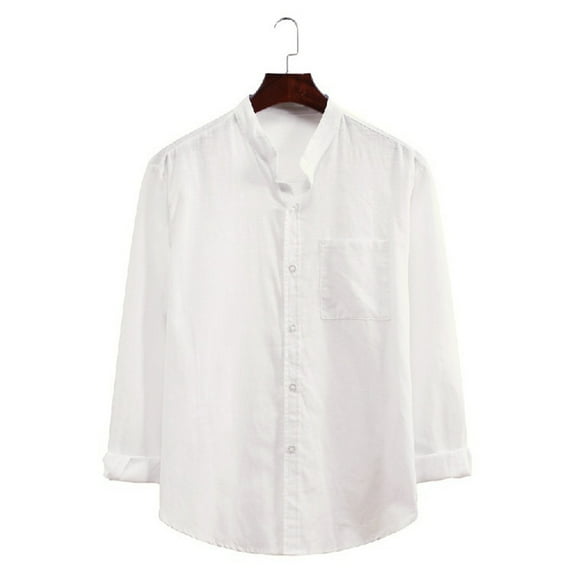 Mens T Shirts Polo Winter Fashion Solid Color Lapel Long-Sleeved Solid Color Lapel Long-Sleeved Mens Workout Shirts Golf,White,S