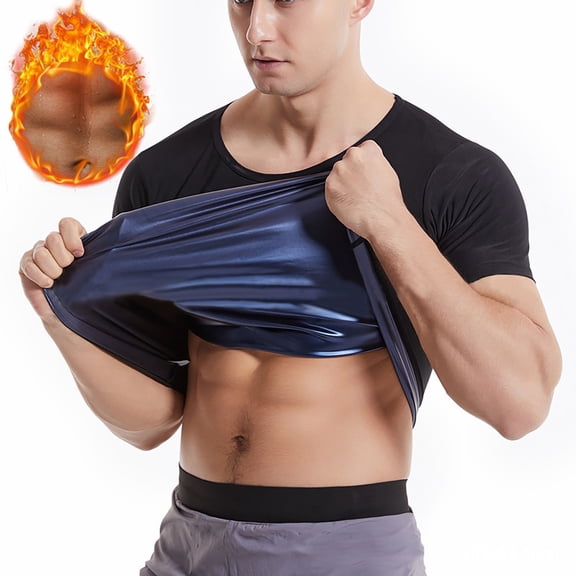 Mens T-Shirts Sauna For Short Sleeve Sauna Suit For Sweat Body Shaper Sauna Vest For Gym Exercise Sauna Top Daily-Wear