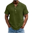 thumbnail image 1 of Mens T-Shirts Sevevn Men's Summer Casual Henley Shirts Lightweight Short Sleeve Textured Tops Army Green XL, 1 of 9