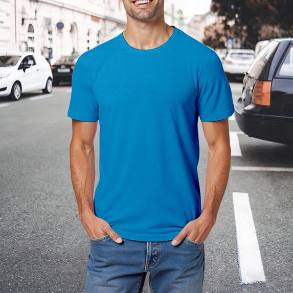 Mens T-Shirts Short Sleeve Crew Neck Solid Tee Shirts (BU1 XXL)