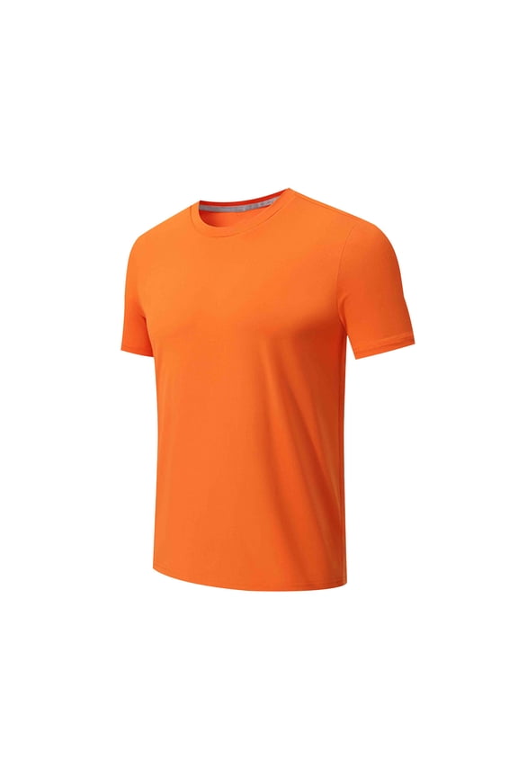 Mens T Shirts Short Sleeve Crew Neck Stretchy Workout Gym Shirts Spandx Solid Color Tops for Men