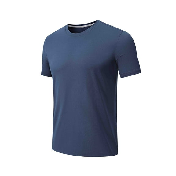 Mlzmgr Mens T Shirts Short Sleeve Crew Neck Stretchy Workout Gym Shirts Spandx Solid Color Tops for Men