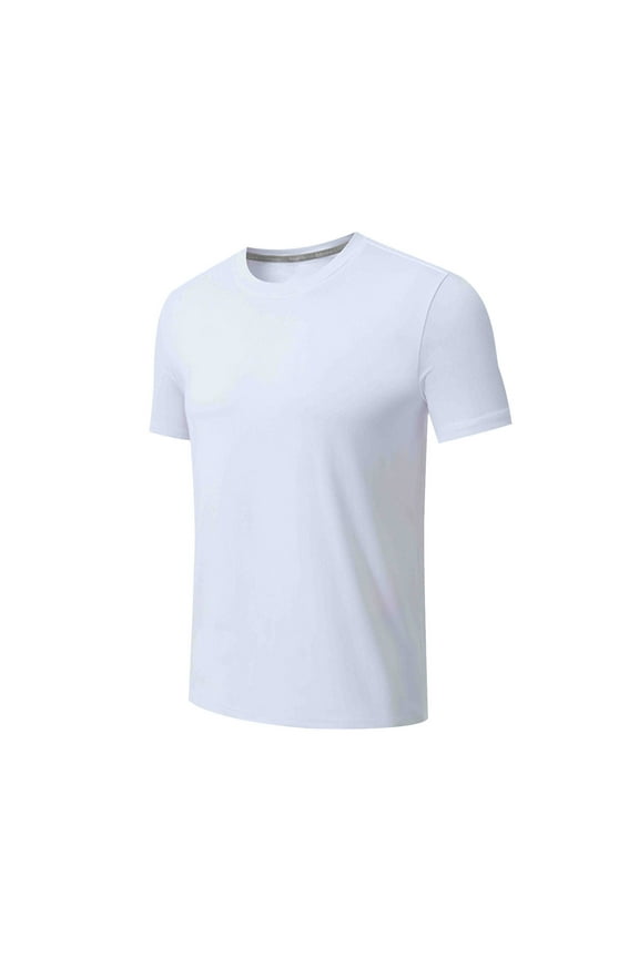 Mens T Shirts Short Sleeve Crew Neck Stretchy Workout Gym Shirts Spandx Solid Color Tops for Men
