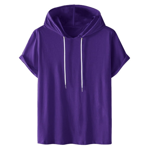 Hoodies for Men Short Sleeve Hooded Shirts Drawstring T Shirt Plus Size Sport Tees Comfy Workout Tops Athletic Tshirt