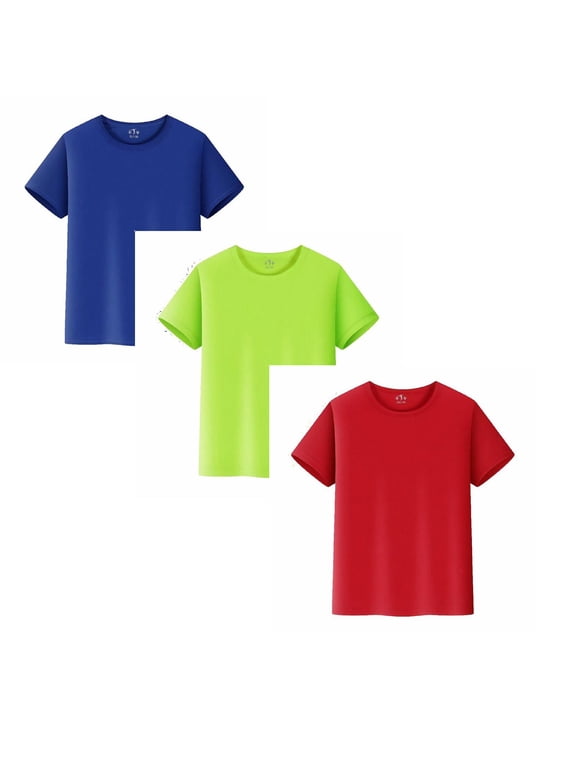 Mens T-Shirts Short Sleeve Pack Crewneck Textured Shirts Streetwear Baggy Undershirt Cotton Tops Fashion Casual Plain Short Sleeve (Pack of 3 Size L)