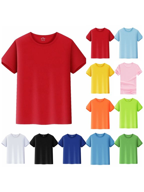 Mens T-Shirts Short Sleeve Pack Crewneck Textured Shirts Streetwear Baggy Undershirt Cotton Tops Fashion Casual Plain Short Sleeve (Red,S)