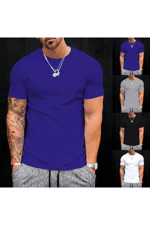 Mens T-Shirts Short Sleeve Pack Round Neck Classic Jersey Tee Loose Fit Undershirt Cotton Tops Fashion Casual Plain Short Sleeve (Black,XXXL)