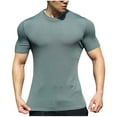 thumbnail image 1 of Mens T-Shirts Short Sleeve Plain Tshirts Casual Crew Neck Basic T Shirt Soft Fitted Stretch Tee Shirts Army Green XXXL, 1 of 8