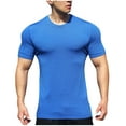 thumbnail image 1 of Mens T-Shirts Short Sleeve Plain Tshirts Casual Crew Neck Basic T Shirt Soft Fitted Stretch Tee Shirts Blue S, 1 of 8