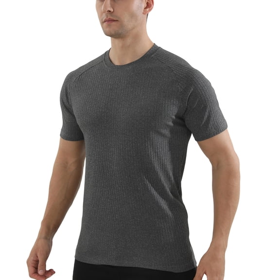 Mens T-Shirts Short Sleeve Plain Tshirts Casual Crew Neck Solid Color Basic T Shirt Breathable Soft Cooling Fitted Stretch Tee Shirts