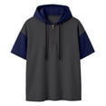thumbnail image 1 of Mens T-Shirts Short Sleeve Quarter Zipper Hooded Shirt Loose Fit Grey T-Shirts Mens Workout Shirts, 1 of 3