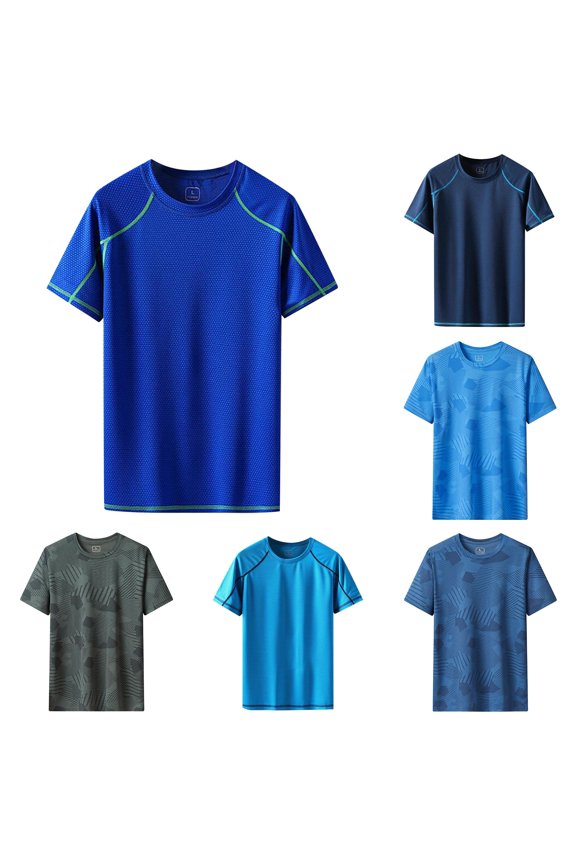 Mens T Shirts Short Sleeve Shirts Sun Protection Mens Blue Tshirt