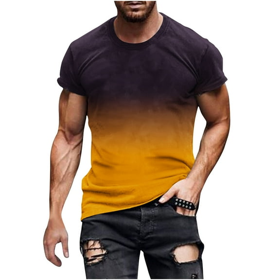 Mens T Shirts Short Sleeve Tie Dye Summer Tops Graphic Casual Stylish Tees Gradient T Shirt Hawaiian Beach Clothes