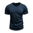 thumbnail image 1 of Mens T Shirts Short Sleeve V Neck Casual Classic Shirts Summer Solid Color Stretchy Regular Fit Lightweight Tees Size S-3XL, 1 of 8