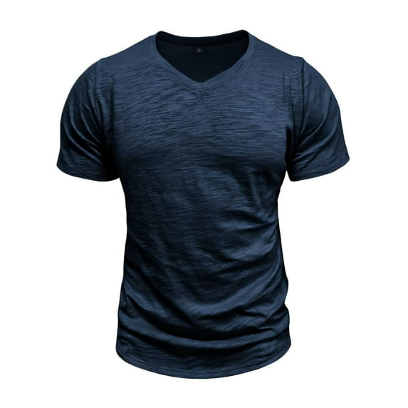 Mens T Shirts Short Sleeve V Neck Casual Classic Shirts Summer Solid Color Stretchy Regular Fit Lightweight Tees Size S-3XL