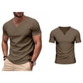 thumbnail image 1 of Mens T-Shirts Short Sleeve V neck Loose Fit Brown Shirts Men's Shirts Casual, 1 of 6