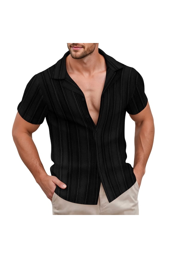 Mens T Shirts Slim Fit Casual Breathable Stretch Comfortable Summer Solid Color Short Sleeve Top