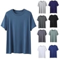 thumbnail image 1 of Mens T Shirts Soft Cotton Men Fashion Round-Neck Short Sleeve Solid Color Comfy Regular Top Dark Gray Xl, 1 of 5