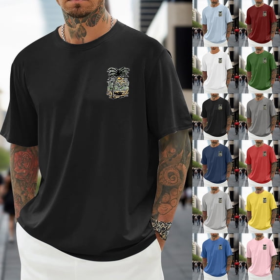 Mens T-Shirts Soft Slim Fit Crew Neck Holiday Tee Summer Short Sleeve Tee Shirts for Men