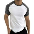 thumbnail image 1 of Mens T-Shirts Soft Summer Short Sleeve Sports Color Block Raglan Sleeves Round Neck Casual Breathable T Shirt, 1 of 6