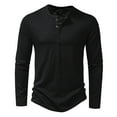 thumbnail image 1 of Mens T-Shirts Solid Button Long Sleeve Henley Shirts Fashion Versatile Pullover Tshirt, 1 of 2
