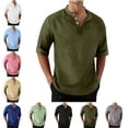thumbnail image 1 of Mens T Shirts Solid Color Casual Button Down Shirt Short Sleeved Textured Shirt Summer Outerwear Vacation Beach Shirt Mens Western Shirts Clearance Sale On Sale Clearance Shirts for Men, 1 of 8
