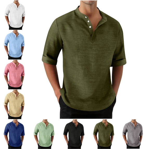 Mens T Shirts Solid Color Casual Button Down Shirt Short Sleeved Textured Shirt Summer Outerwear Vacation Beach Shirt Mens Western Shirts Clearance Sale On Sale Clearance Shirts for Men